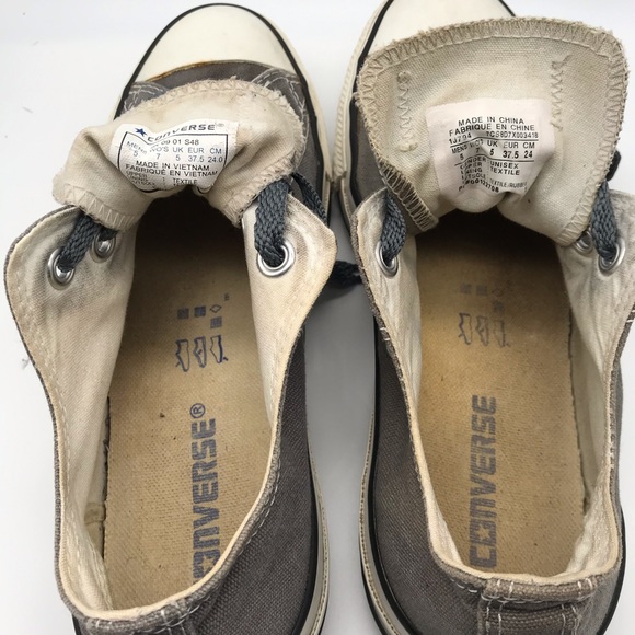 Grey on Gray Chuck Taylor All-Stars Lo-Top Converse w/ Red Trim in Size 7 - Picture 3 of 5